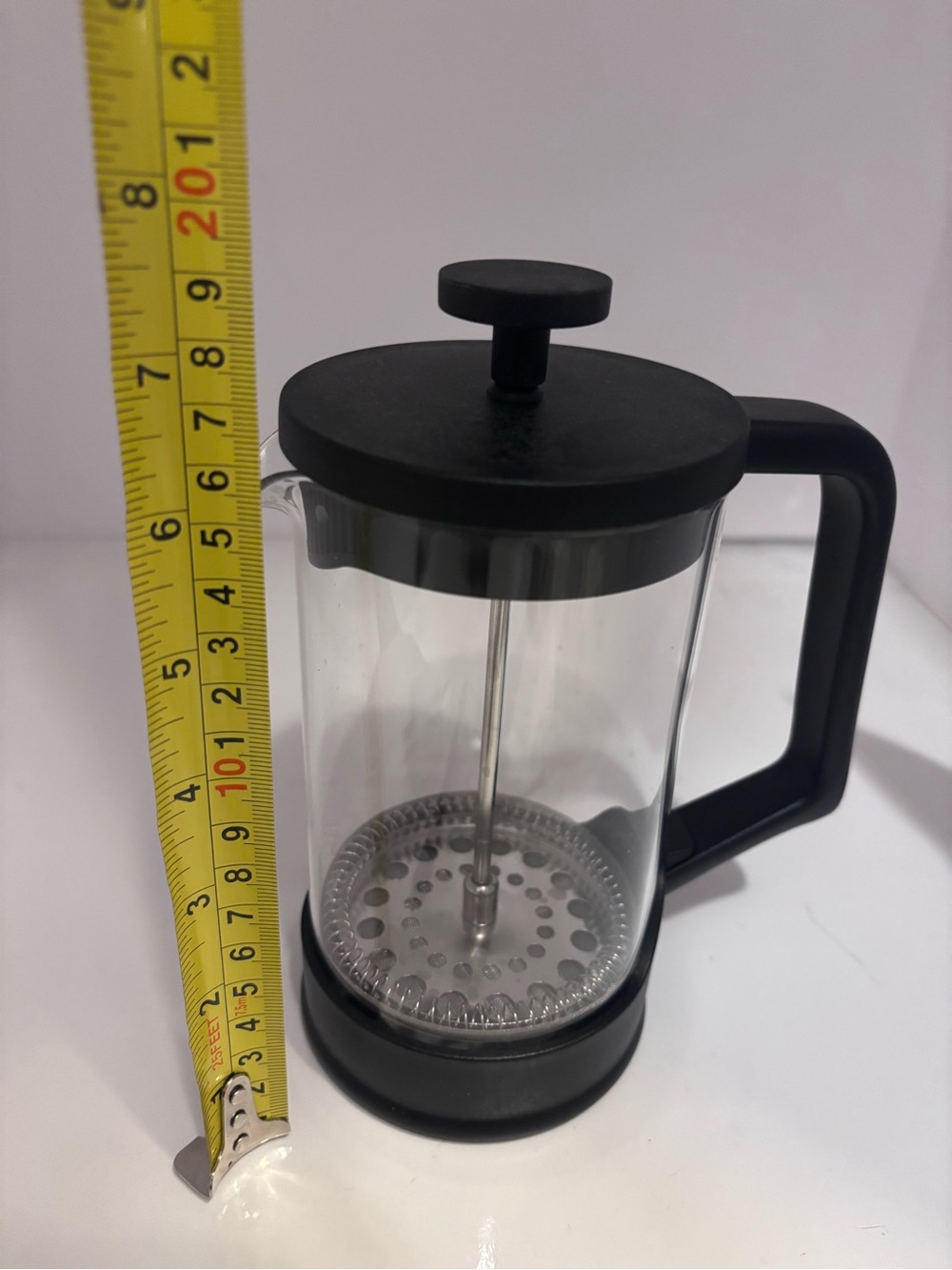 Black French Press Coffee Maker - Classic Plunger Carafe